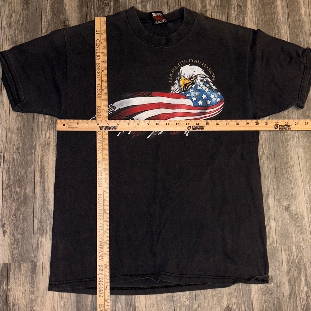 1997 vintage HARLEY DAVIDSON MOTOR CYCLES Eagle w/ USA Flag large - Picture 3 of 6